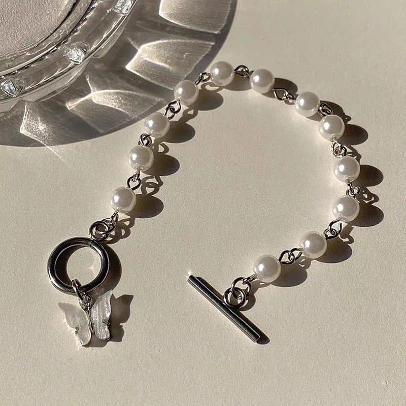 Trendy Butterfly Design  Pearl Bracelet