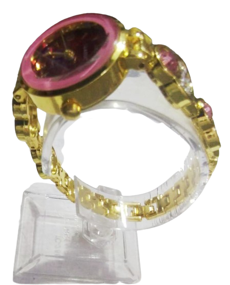 Ladies Beautiful Women’s Watch In Pink With Golden Stainless Steel Strap