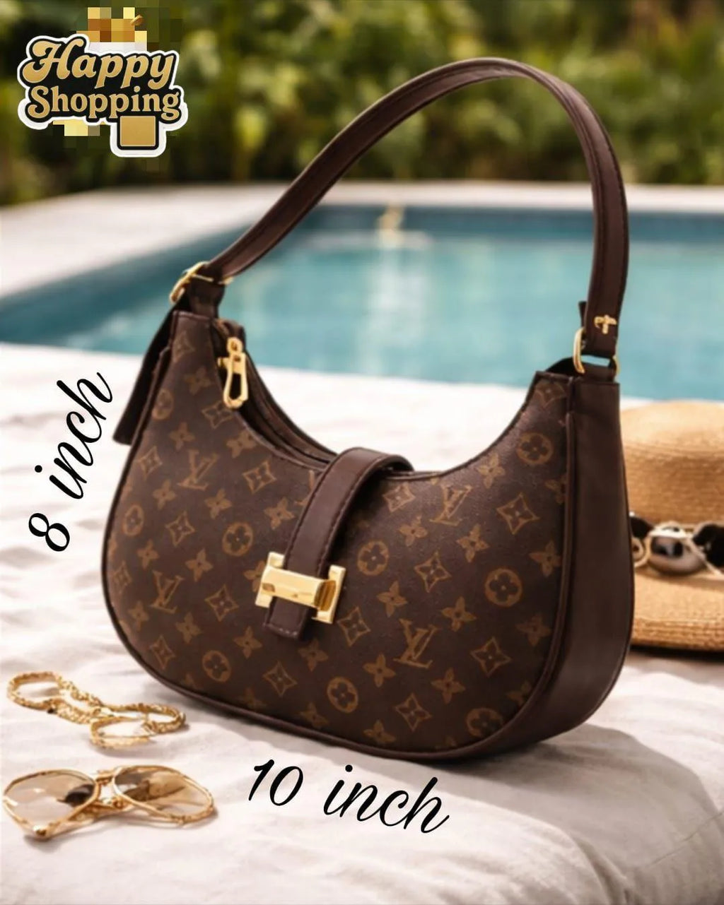 Louis Vuitton Style Shoulder Bag Multicolor Textured Rexine Women