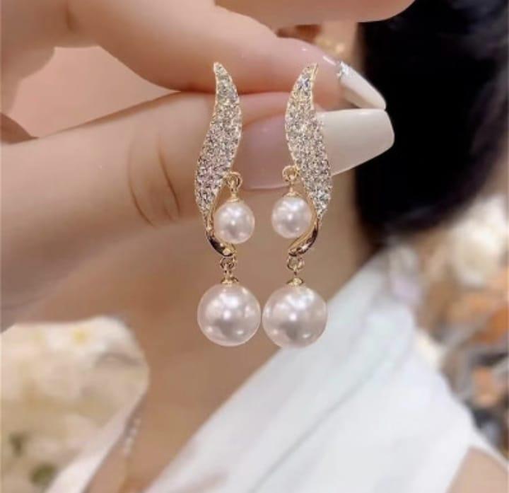 Charms Hanging Gold Plated Zircon Dangling Earrings
