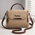 Women's Beige Shoulder Bag with Embroidered Logo