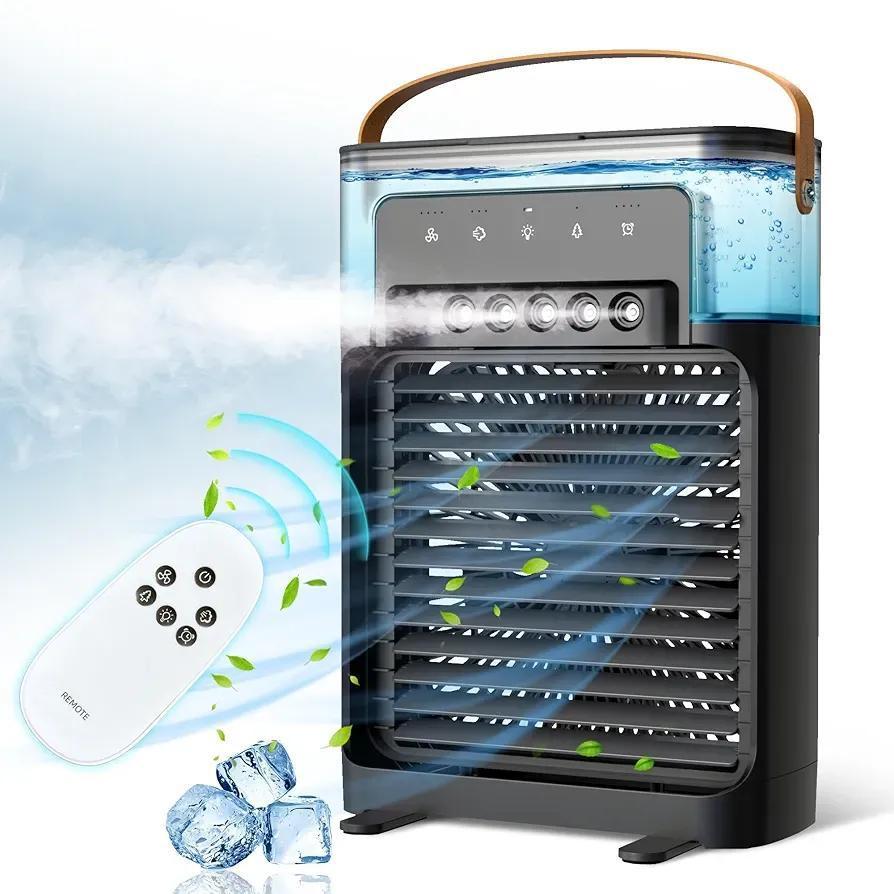 Mini Air Conditioner Black White ABS Remote Control