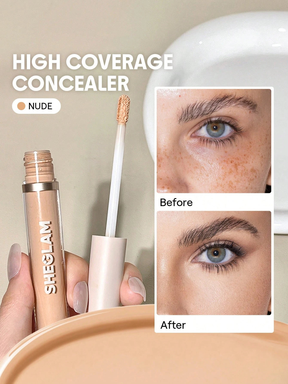 SHEGLAM Like Magic 12Hr Full Coverage Concealer-Nude Brand Beauty Cosmetic Makeup For Women And Girls