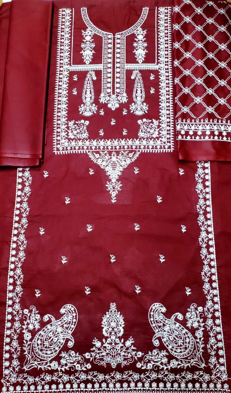 2 Pcs Women's Unstitched Embroidered Suit