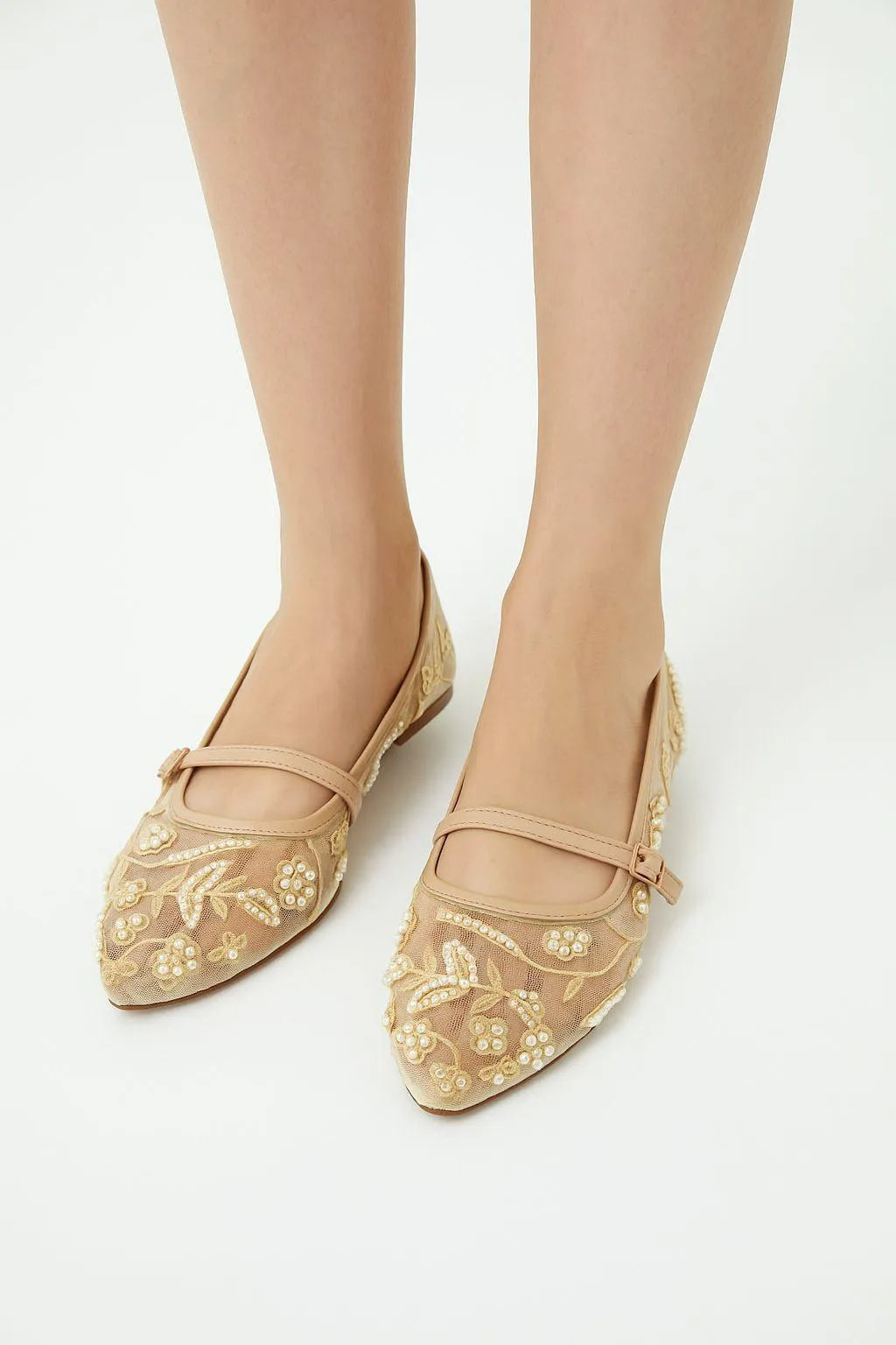 Beige Embroidered Women's Heels Size 6-9