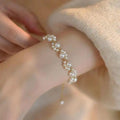 Pearl Cat Paw Bracelet for Women Girls Stainless Steel