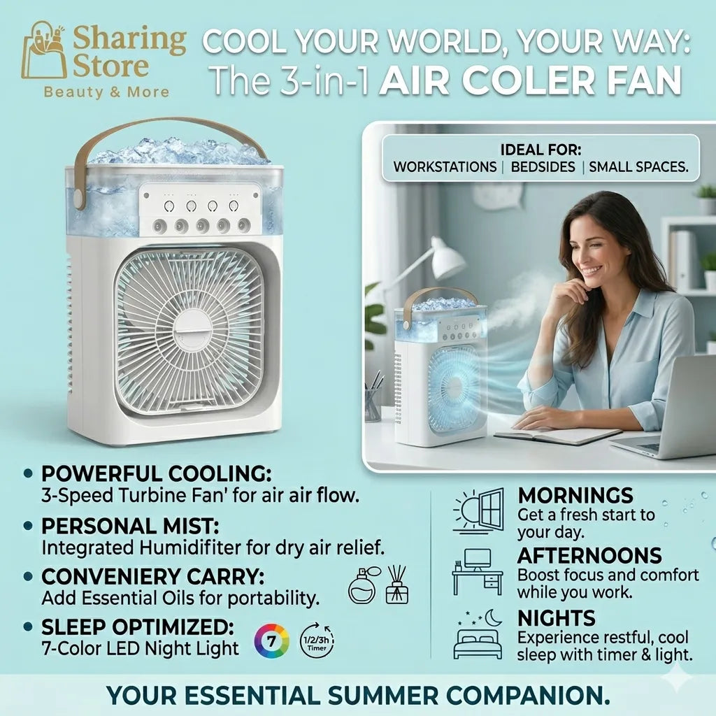 Portable Mini Air Cooler Fan with Humidifier for Summer Use