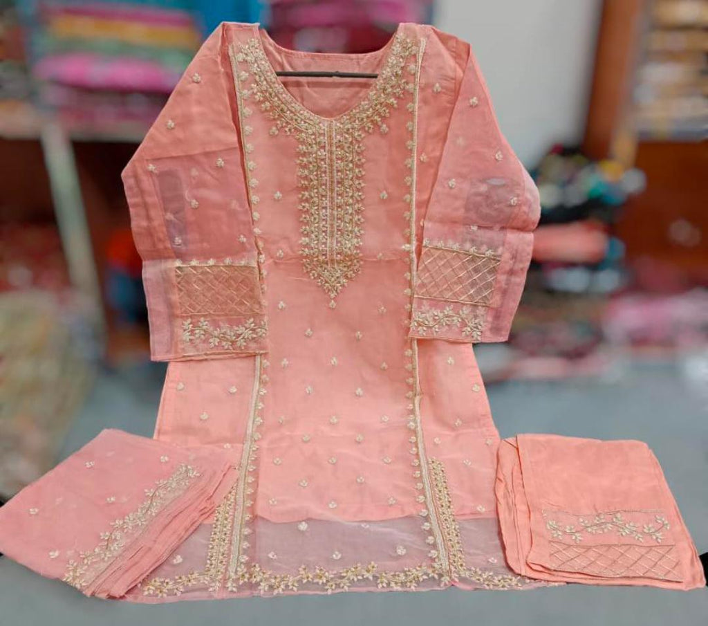 Elegant Women's Stitched Embroidered Suit Set - 3 Pcs