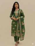 Green Floral Embroidered Kurta Set for Women