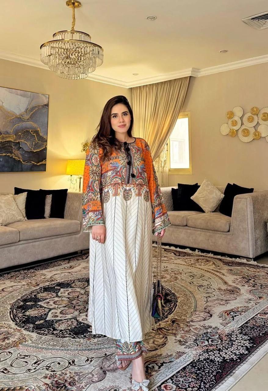 Stylish Women's Stitched Printed Shirt And Trouser Set - 2 Pcs