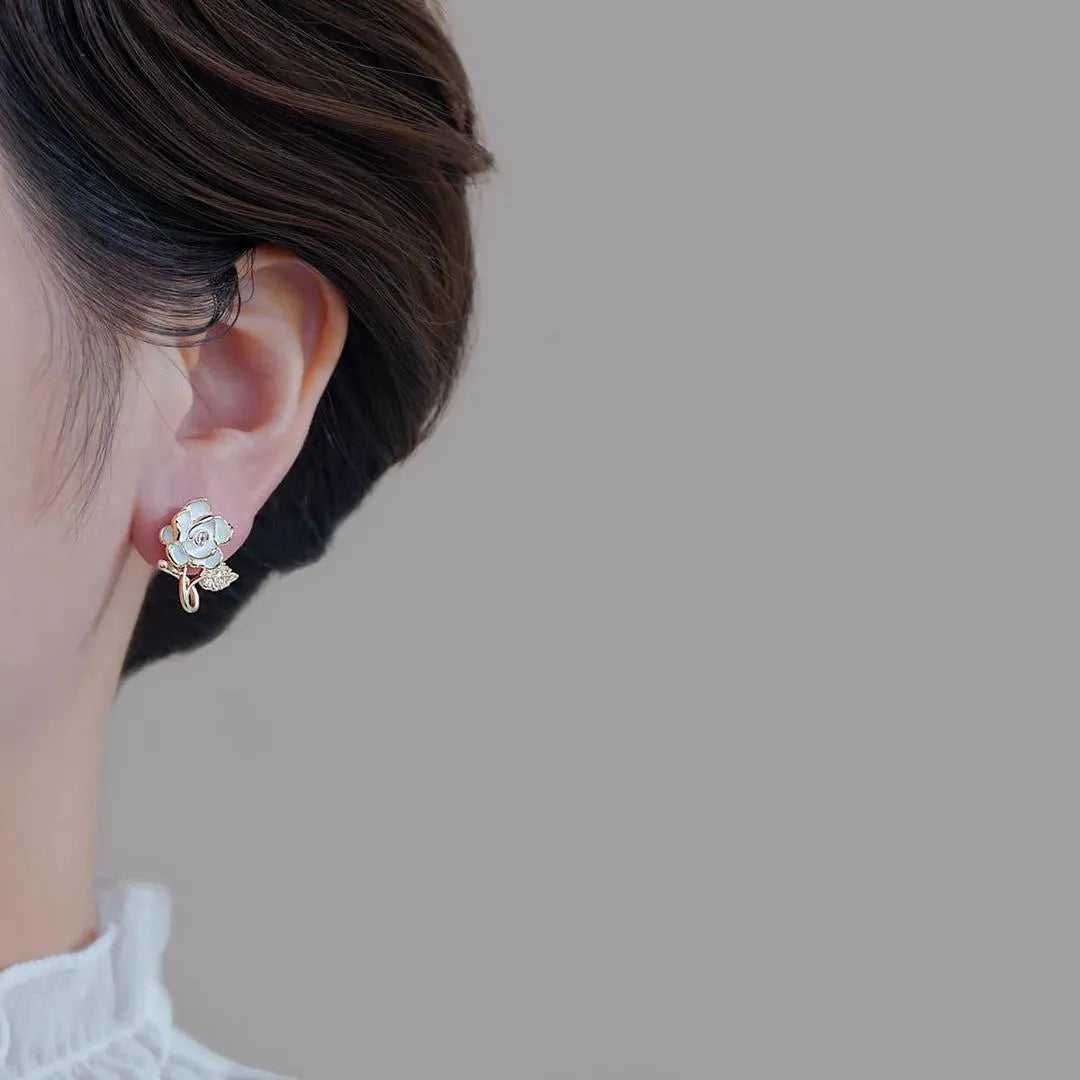 Elegant Flower Zircon Pearl Earrings for Women