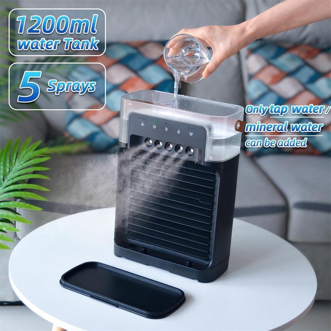 Mini Air Conditioner Black White ABS Remote Control