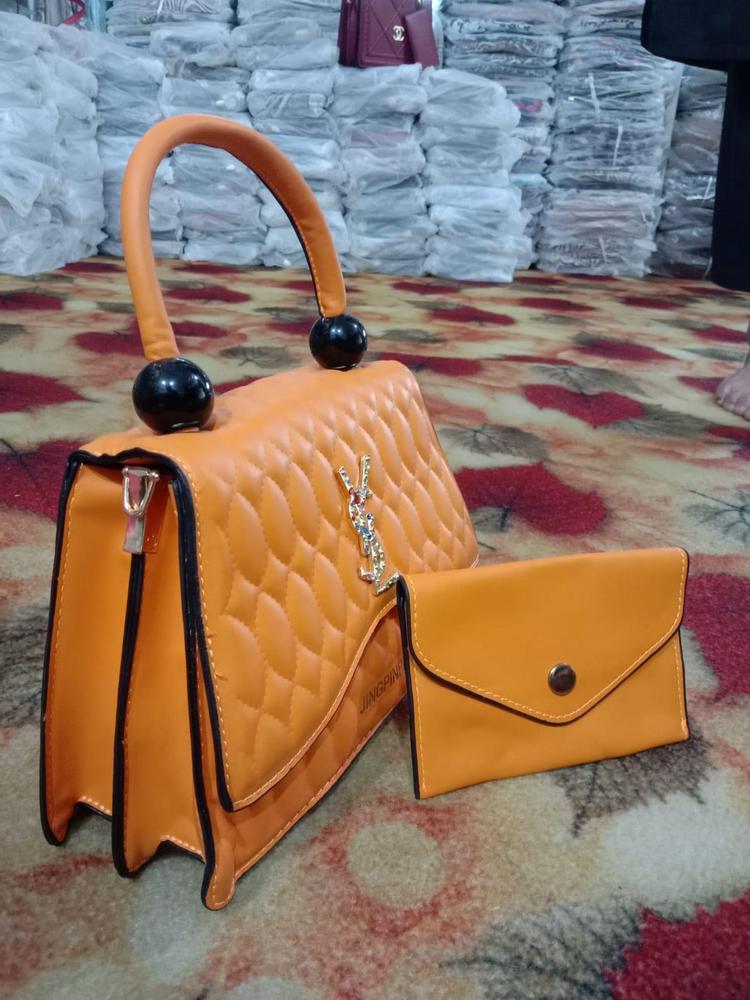 Women's PU Leather Plain Shoulder Bag With Pouch