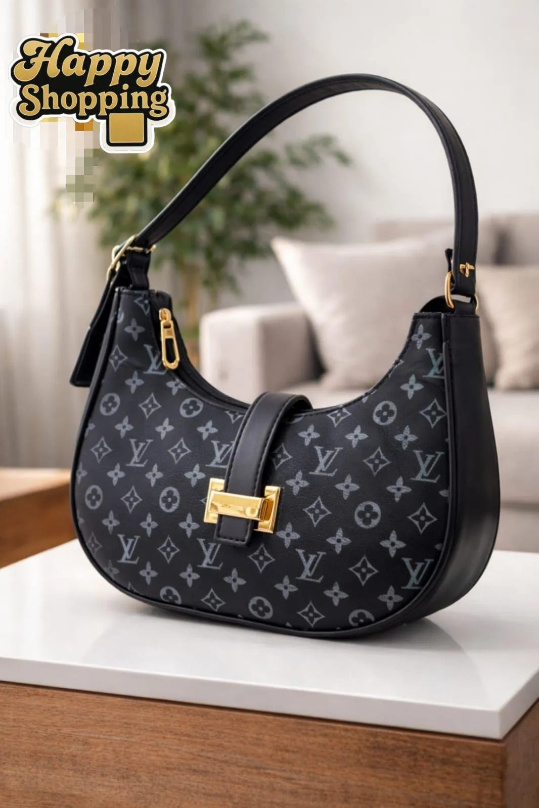 Louis Vuitton Style Shoulder Bag Multicolor Textured Rexine Women