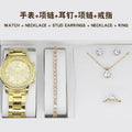 watch 5pcs/set new watch women's fashion quartz watch + jewelry suit foreign trade watch wholesale