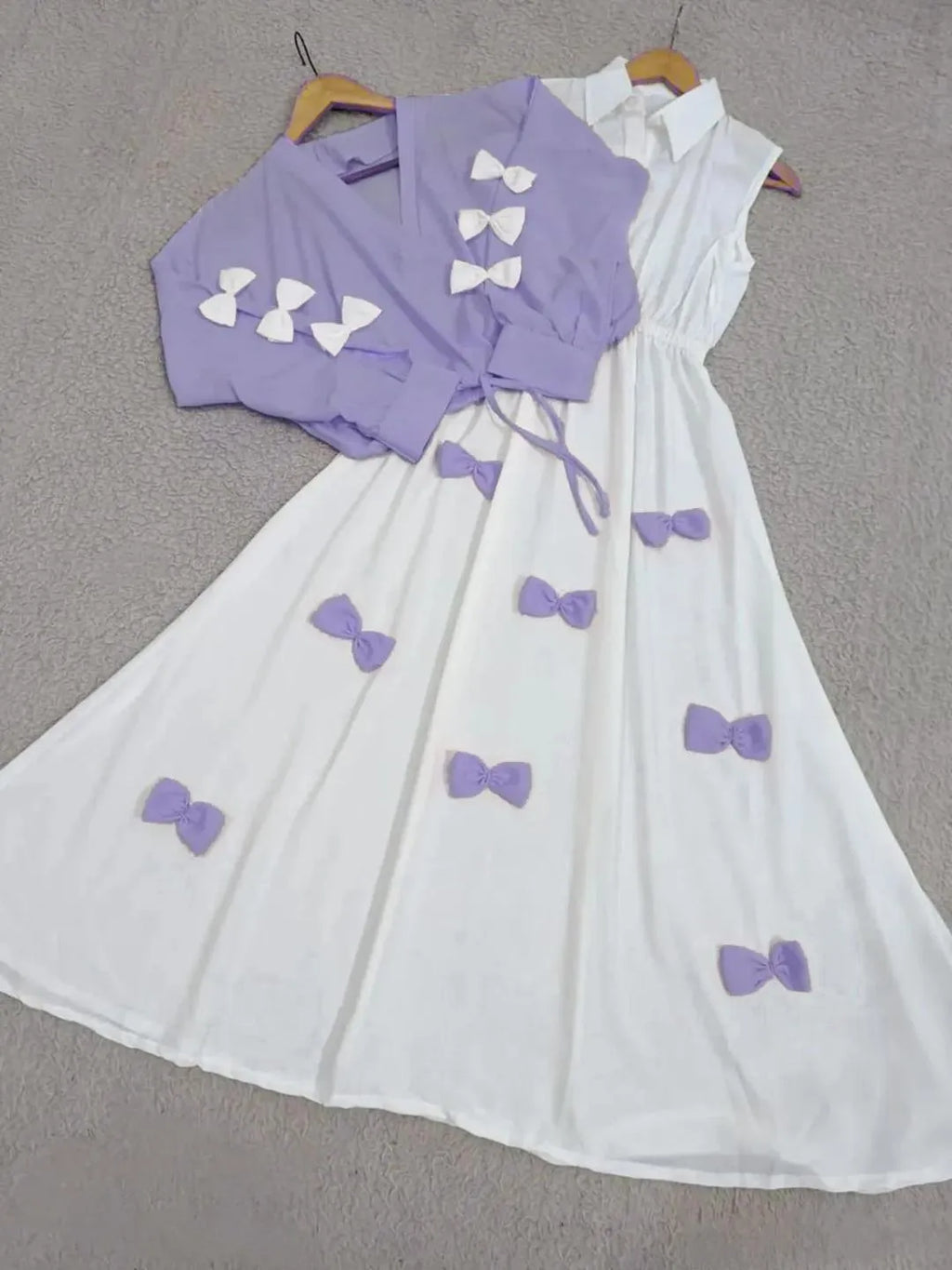 Premium Georgette Bow Top & Maxi Set 2Pcs