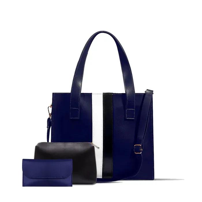 Women's PU Leather Plain Hand Bag Set