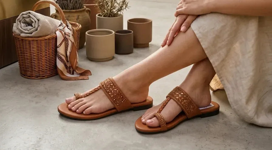 Women Brown Rhinestone Slippers Mustard