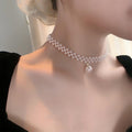 Adjustable Pearl Stone Choker for Women White Elegant Daily Wear