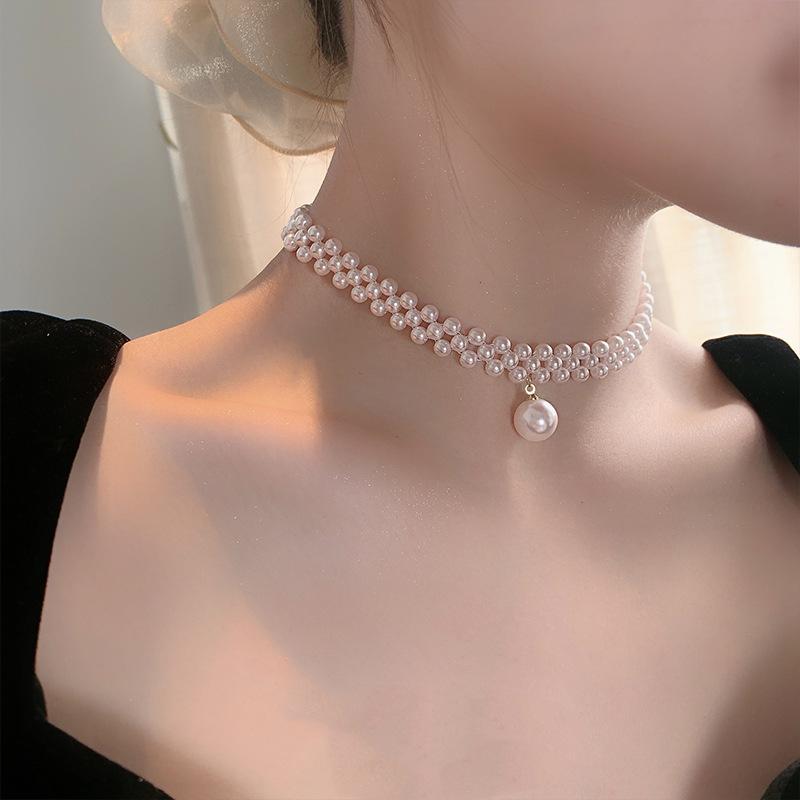 Adjustable Pearl Stone Choker for Women White Elegant Daily Wear