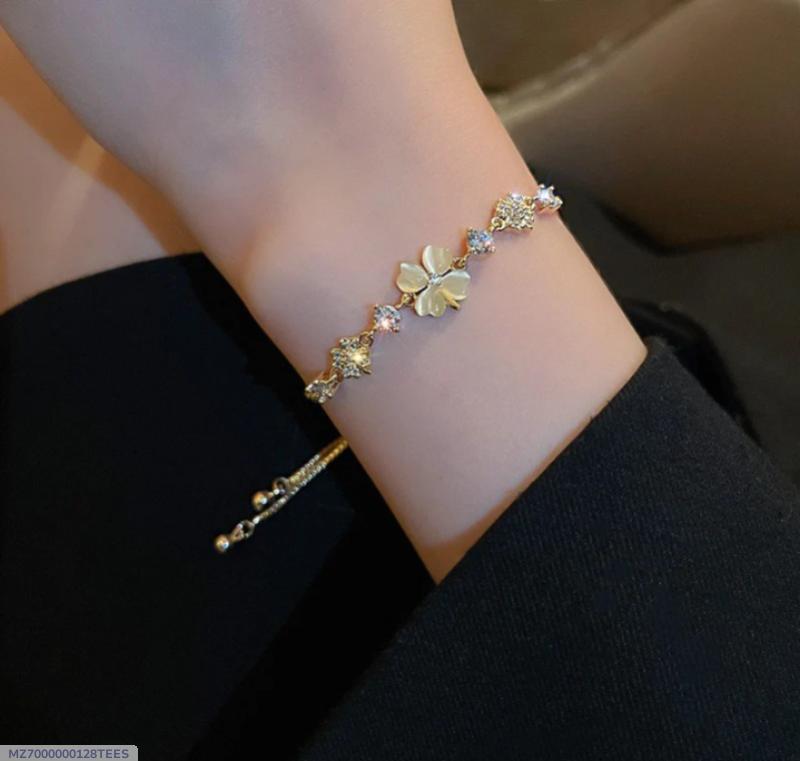 Gold Plated Flower Charm Bracelet for Women