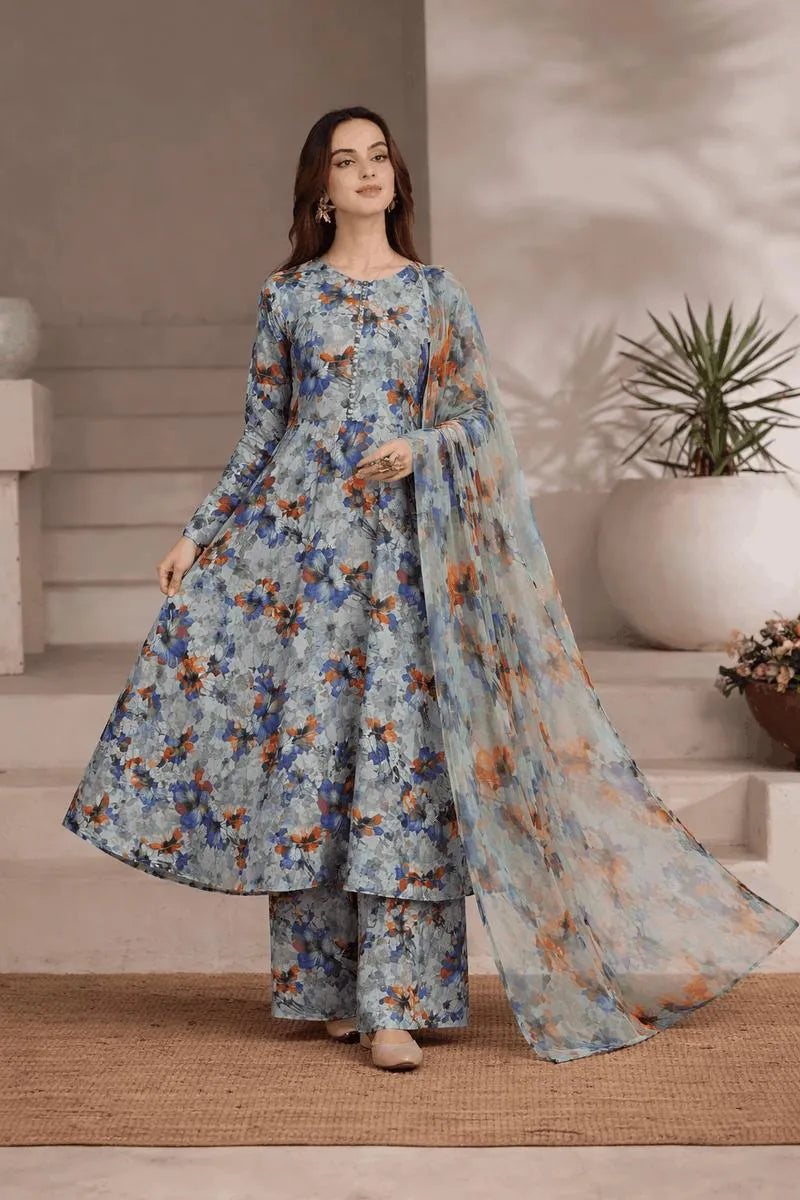 Lawn Digital Print 3Pcs Set Grey