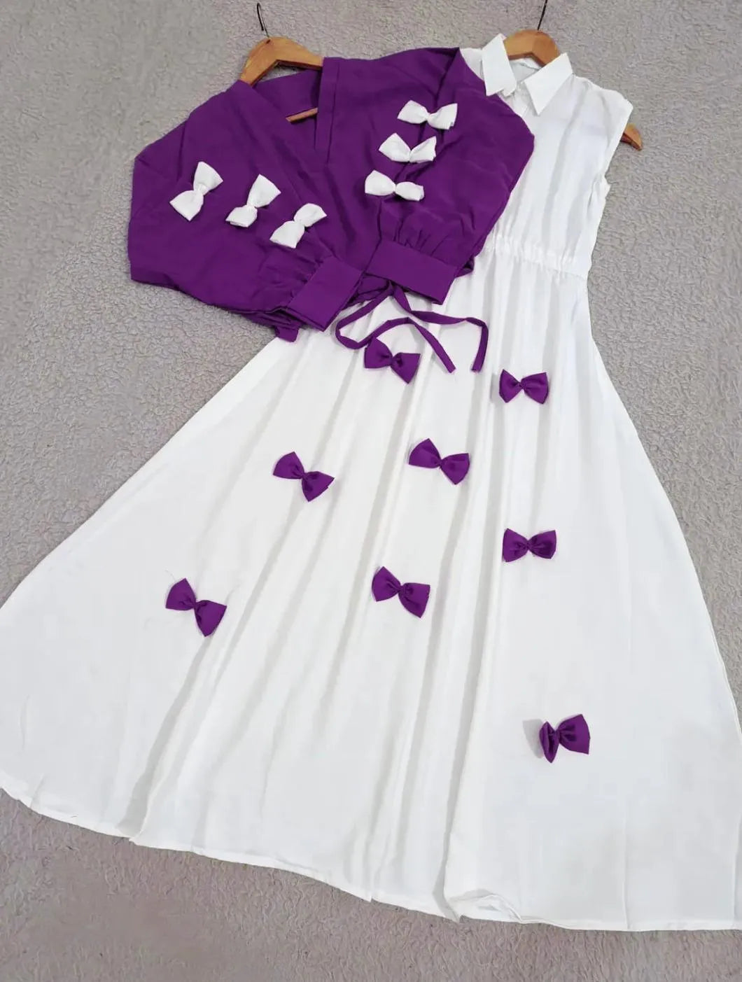 Premium Georgette Bow Top & Maxi Set 2Pcs