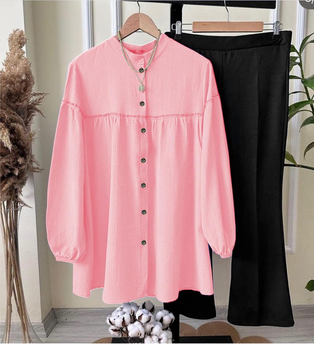 Stylish Women's Stitched Georgette Shirt And Trouser Set - 2 Pcs