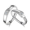 English Love Shape Eternal Zirconium Ring Open Couple Ring Live Silver Ring