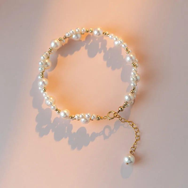 Pearl Cat Paw Bracelet for Women Girls Stainless Steel