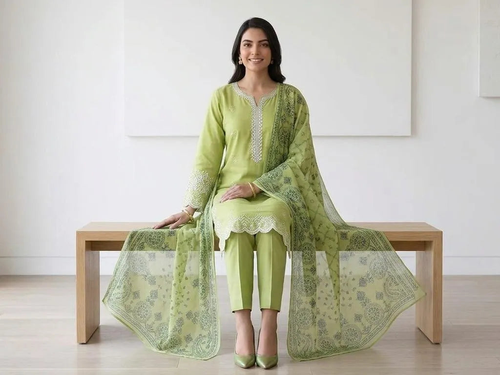 Cotton Lawn Embroidered 3Pcs Multicolor Set