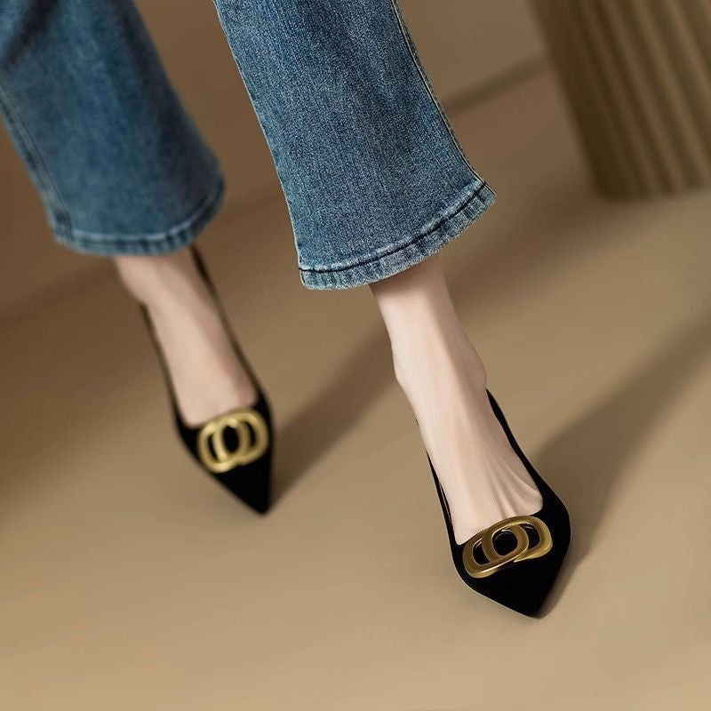 2026 Spring and Autumn French-Style High-Heeled Shoes for Women, Pointed Toe,
