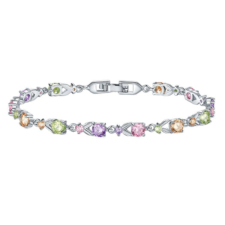 Multicolored Gemstone Bracelet for Women with Gold Plating