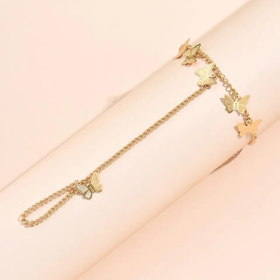 Gold Plated Butterfly Charm Bracelet Adjustable Women
