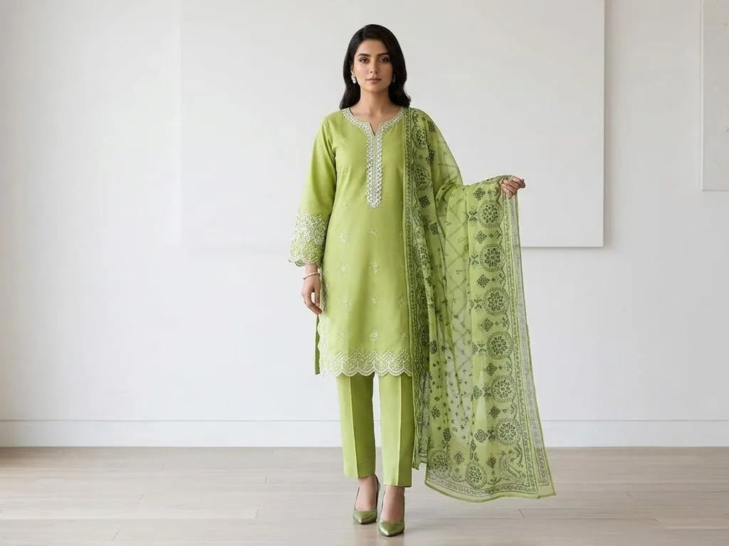 Cotton Lawn Embroidered 3Pcs Multicolor Set