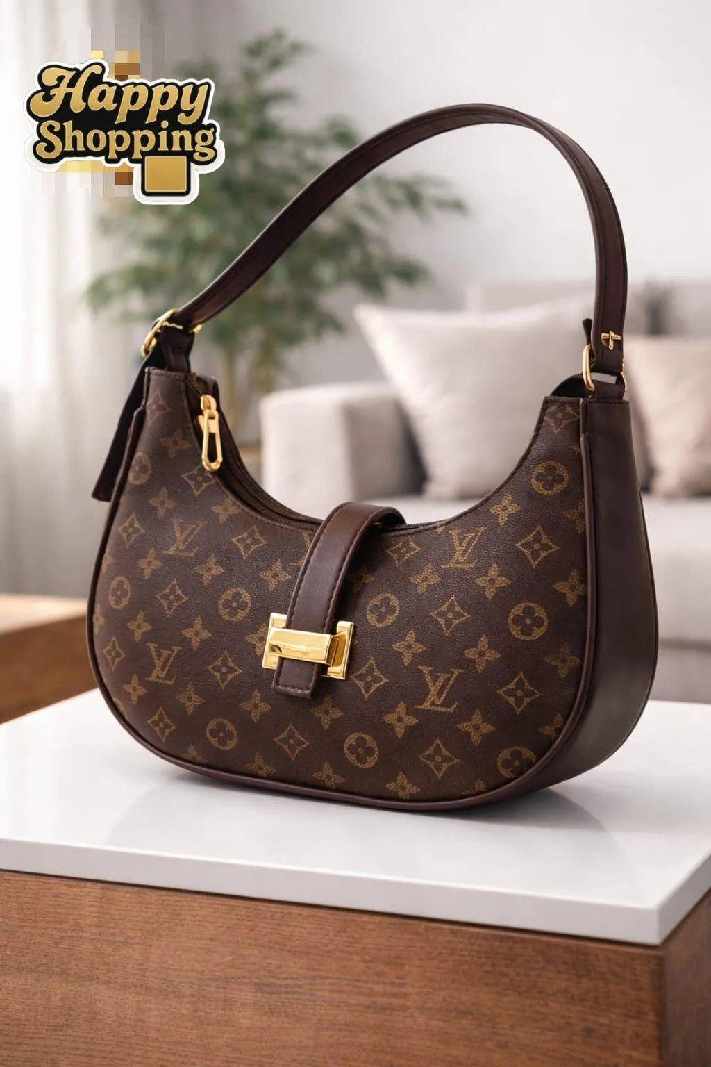 Louis Vuitton Style Shoulder Bag Multicolor Textured Rexine Women