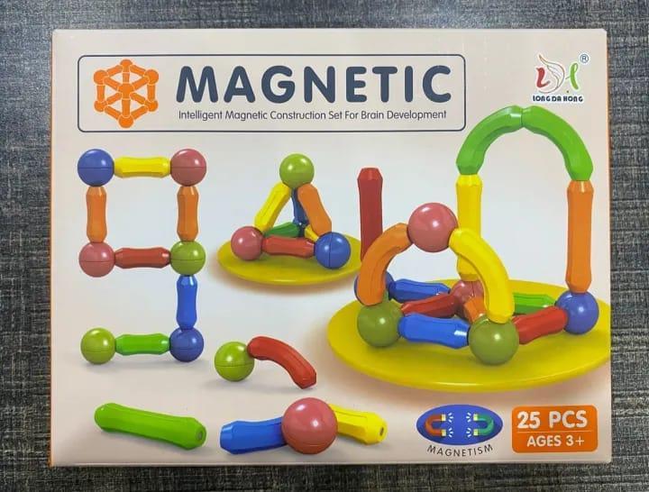 Colorful Plastic Magnetic Blocks - 25 Pcs for Endless Creative Fun!
