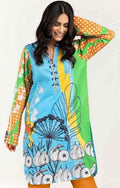 Swiss Lawn Printed Shirt Blue Floral Summer Wear