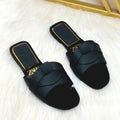 Zara Black Crisscross Flat Heel Slippers