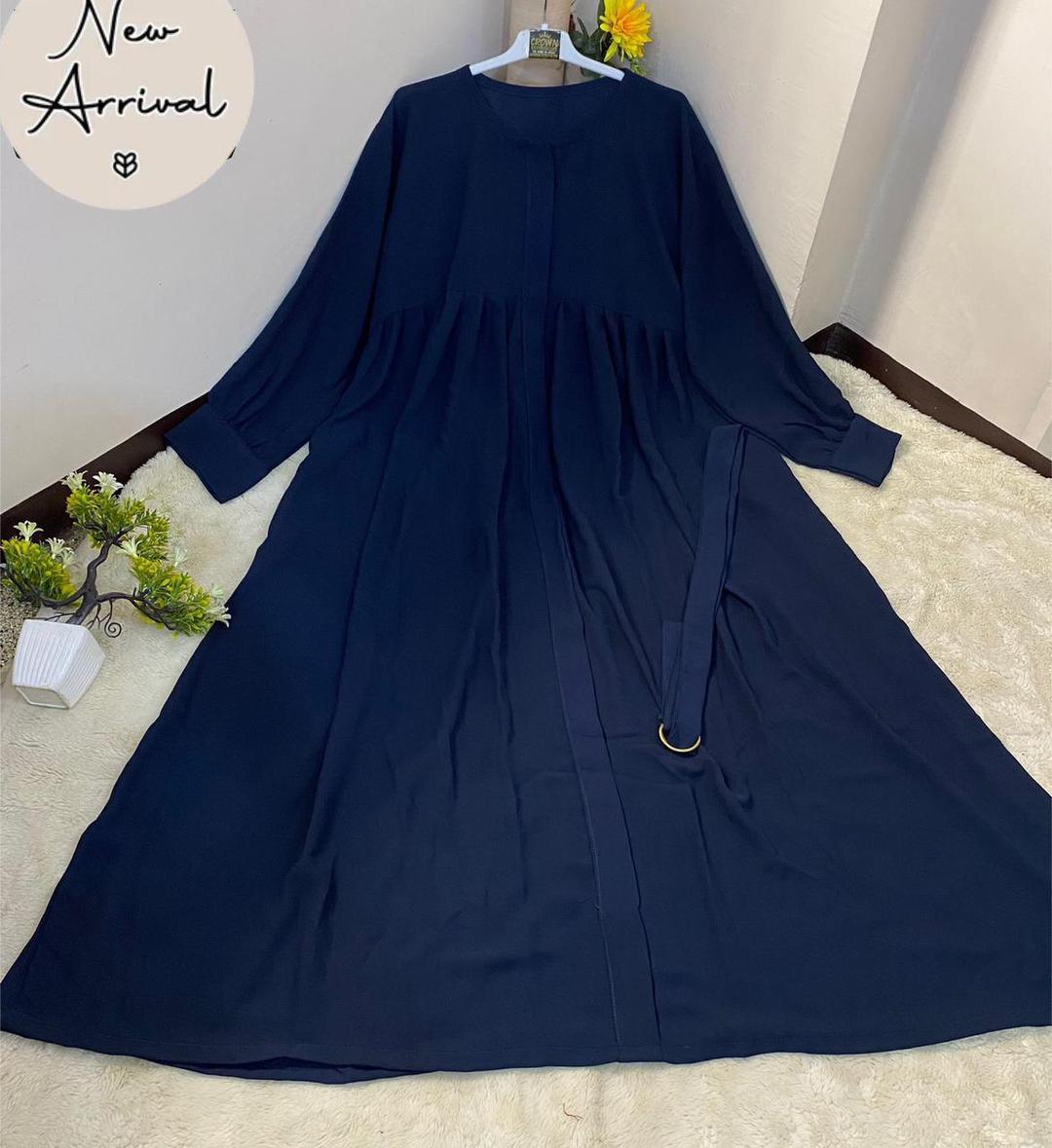 Georgette Full Abaya Maroon Flowing Design