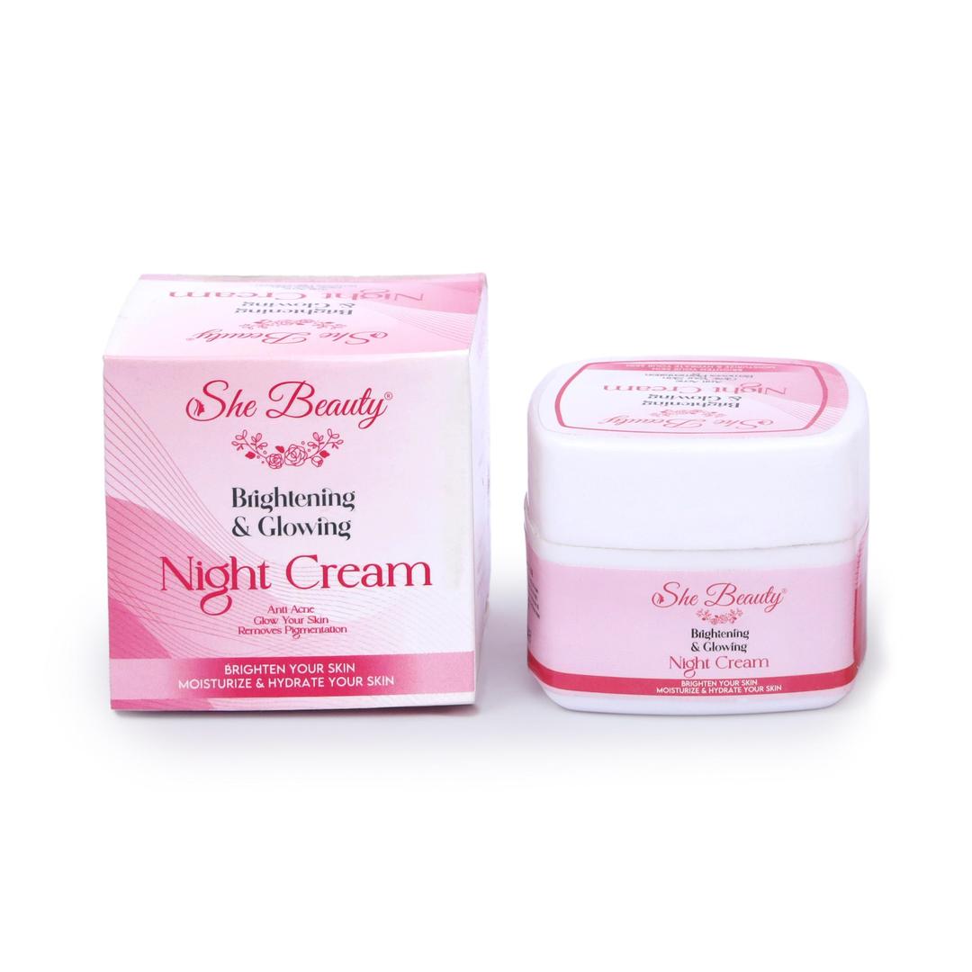 2 in 1 Skincare Bundle –She Beauty Night Cream & Niacinamide Serum (Pack of 2)