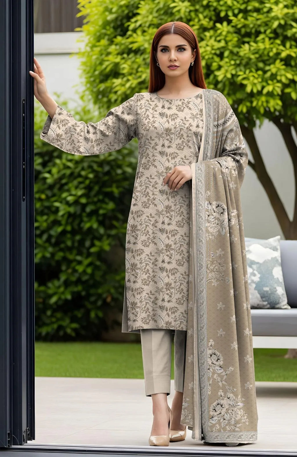 Unstitched Printed Lawn Suit for Women Eid Wedding Casual