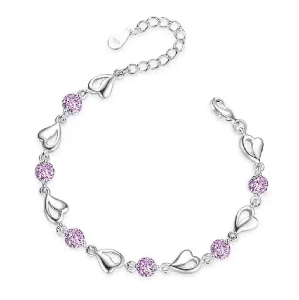 Sliver Plated Stone Charm Bracelet