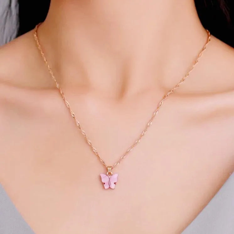 Beautiful butterfly necklace with scrunchie gift set