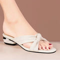 Women's Beige Open Toe Low Heel Sandals