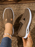 Oversized Mom Shoes, Breathable Mesh Women's Casual Shoes, Women's Flat Summer Sandals, Slip-On Hollow Design, Aesthetic