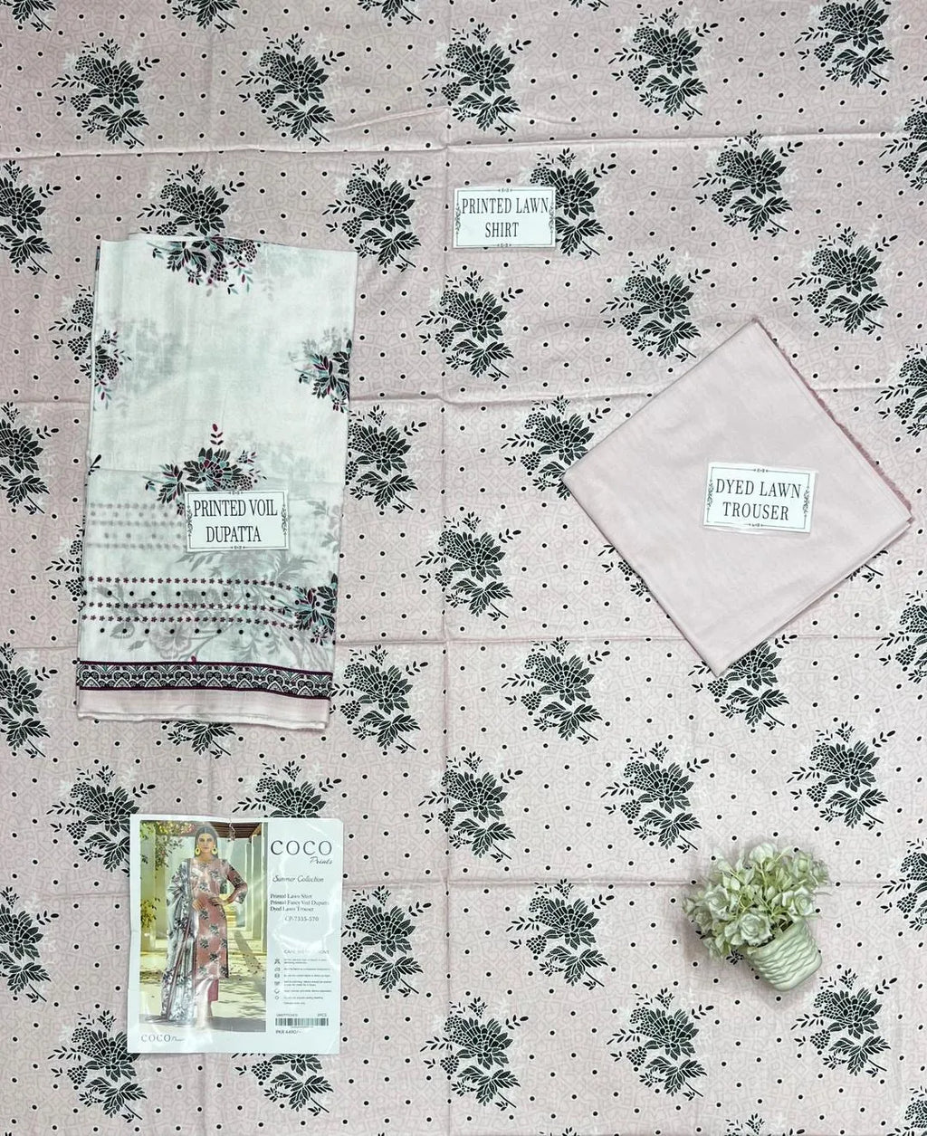 Pakistani Floral Printed Kurta Set with Shawl