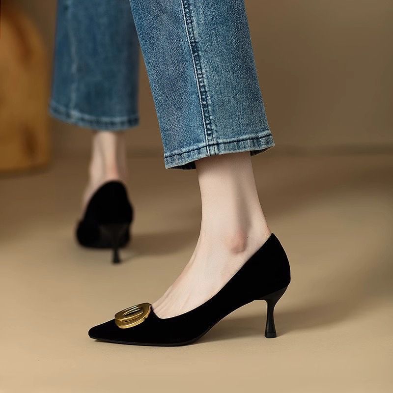 2026 Spring and Autumn French-Style High-Heeled Shoes for Women, Pointed Toe,