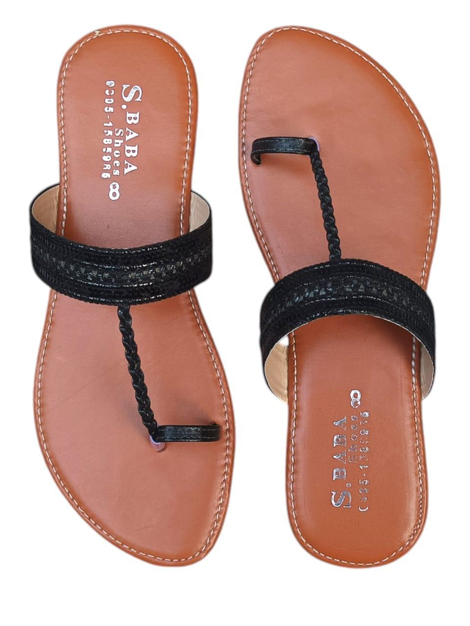 Stylish Women's PU Leather Kolhapuri Chappals - Casual Comfort 1 Pcs