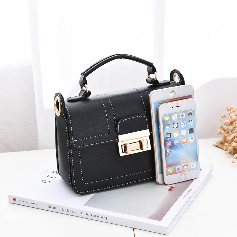 Women's Black Crossbody Bag with Gold Hardware